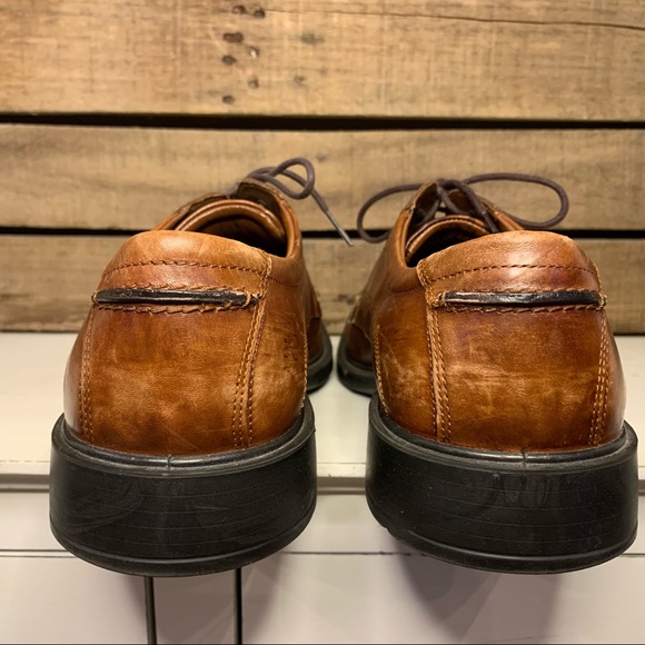 ECCO Cognac Oxford Men's Dress Shoe Square Toe Size 44 - Picture 8 of 13